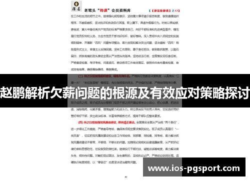赵鹏解析欠薪问题的根源及有效应对策略探讨 赵鹏解析欠薪问题的根源及有效应对策略探讨