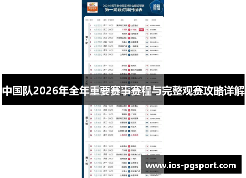 中国队2026年全年重要赛事赛程与完整观赛攻略详解 中国队2026年全年重要赛事赛程与完整观赛攻略详解